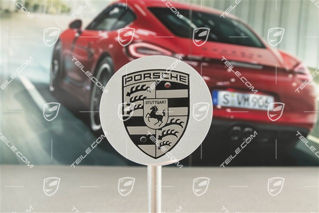 Dekielek koła, wklęsły, z czarnym herbem, polerowane aluminium