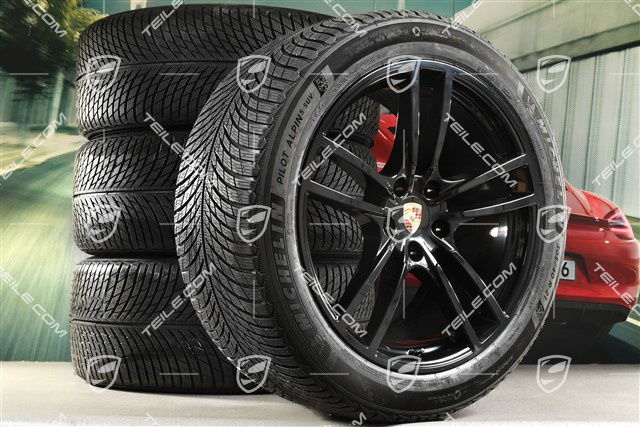 21-inch Cayenne Turbo winter wheel set, rims 9,5J x 21 ET46 + 11,0J x 21 ET58 + NEW Michelin winter tyres 285/45 R21 + 305/40 R21, with TPMS, black high gloss
