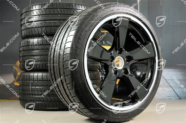 20" Sport Classic summer wheels set, black glossy, rims 9,5J x 20 ET65 + 11,5 x 20 ET63 + NEW Michelin summer tyres 255/40 ZR20 + 295/35 ZR20, with TPM