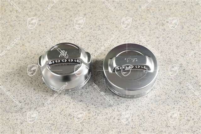 Öleinfülldeckel und Verschlussdeckel für Kühlmittelbehälter / Öl- und Kühlmitteldeckel Satz in Aluminiumoptik