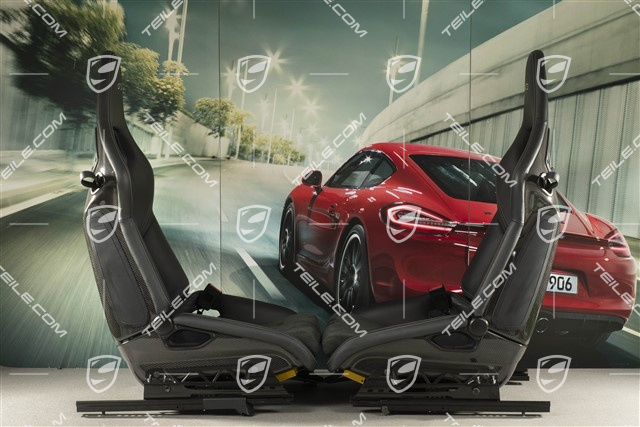 Bucket seats, collapsible, leather/Alcantara black, seam in silver, with logo GT3, set, L+R