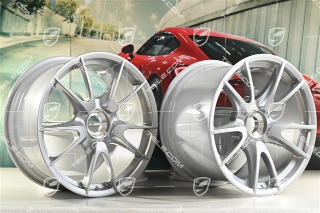 19-inch Rims set GT3RS II 4.0 / GT2RS, GT-Silber, 9J x 19 ET47 + 12J x 19 ET48