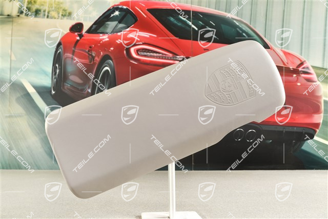 Armrest Lid with embossed Porsche crest, Platinum Grey