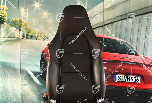Seat, el. adjustable, 14-way, lumbar, ventilation, leather, espresso, with Porsche crest, L