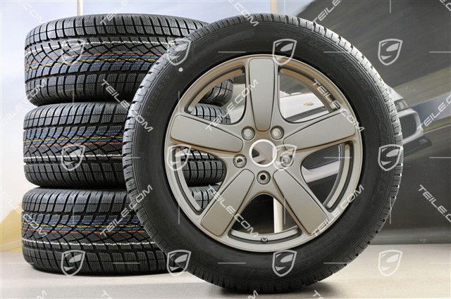 19" koła zimowe, komplet Cayenne Sport Classic, felgi 8,5J x 19 ET59 + opony zimowe Dunlop 265/50 R19, Platinum (półpołysk), bez czujników ciśnienia