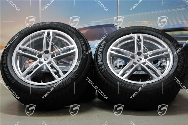 19-inch "Macan Turbo" summer wheels set, rims 8J x 19 ET21 + 9J x 19 ET21, summer tyres Michelin 235/55 R 19 + 255/50 R 19, with TPMS