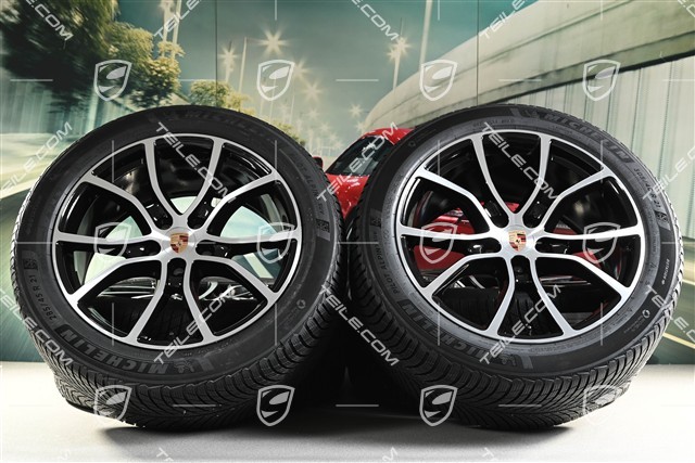 21-inch Cayenne COUPE Exclusive Design winter wheel set, rims 9,5J x 21 ET46 + 11,0J x 21 ET49 + Michelin Pilot Alpin 5 SUV winter tyres 285/45 R21 + 305/40 R21, with TPMS, black high gloss