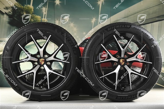 21" Cayenne RS Spyder Design winter wheel set, wheel rims 9,5J x 21 ET16 + 11J x 21 ET37 + Michelin Pilot Alpin 5 winter tyres 275/45 R21 + 315/40 R21, black high gloss