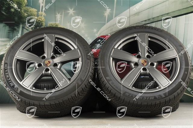 20-inch Cayenne COUPE Sport Classic winter wheel set, rims 9J x 20 ET50 + 10,5J x 20 ET55 + NEW Michelin winter tyres 275/45 R20 + 305/40 R20, with TPMS, Platinum satin mat