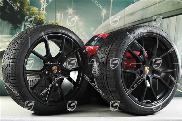 21" koła zimowe RS Spyder Design, komplet, felgi 9,5J x 21 ET60 + 11,5J x 21 ET66 + opony zimowe Continental Winter Contact TS860 S 265/35 R21 + 305/30 R21, czarny satynowy półmat