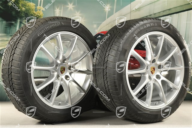 20" koła zimowe Cayenne COUPE Design, komplet, felgi 9J x 20 ET50 + 10,5J x 20 ET55 + opony zimowe Continental 275/45 R20 + 305/40 R20, z czujnikami ciśnienia