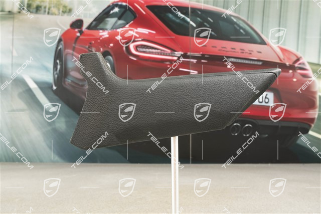 Centre console, Lateral cover, Leather, Black, L