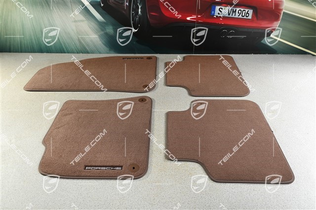 Dywaniki podłogowe, welurowe, zestaw, 4szt Truffle Brown