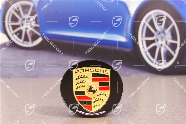 Radzierdeckel Satz, Schwarz Hochglanz, Wappen farbig, für 21-Zoll Sport Classic Felgen