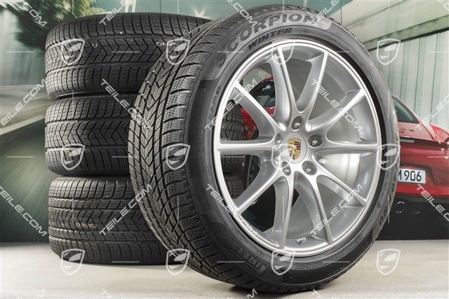 20" koła zimowe Cayenne COUPE Design, komplet, felgi 9J x 20 ET50 + 10,5J x 20 ET55 + opony zimowe Pirelli 275/45 R20 + 305/40 R20, z czujnikami ciśnienia