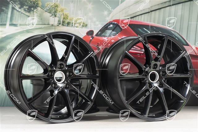 20" komplet felg Cayenne Design, 10,5J x 20 ET55 + 9J x 20 ET50, czarny wysoki połysk