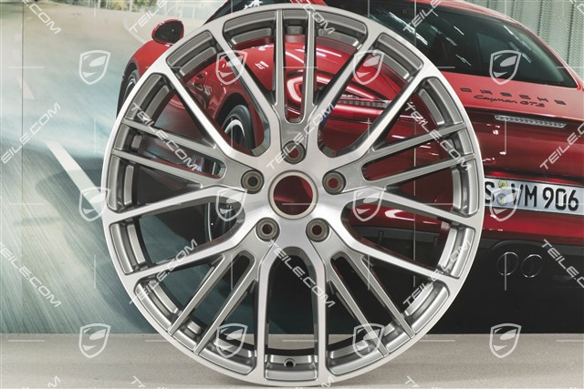 21" Felgensatz Panamera Exclusive Design Sport, 9,5J x 21 ET71 + 10,5J x 21 ET71, in Platinsilber-Metallic