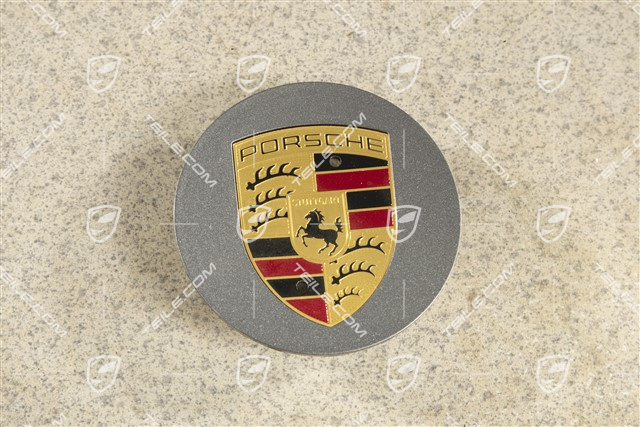 Radzierdeckel, konkav, farbiges Wappen, Meteorgrau metallic