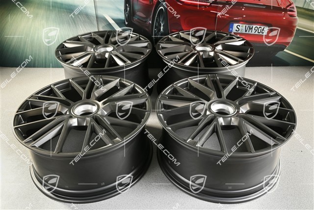 21" Felgi Panamera Turbo S, komplet, centralnie mocowane, 9,5J x 21 ET71 + 10,5J x 21 ET71, Turbonite