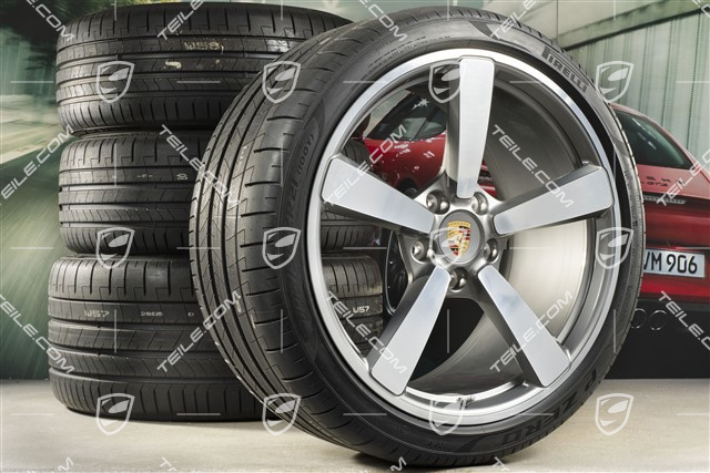 20"+21" koła letnie, komplet Carrera Exclusive Design, felgi 8,5J x 20 ET53 + 11,5J x 21 ET67 + NOWE opony letnie Pirelli 245/35 R20 + 305/30 R21, z czujnikami ciśnienia