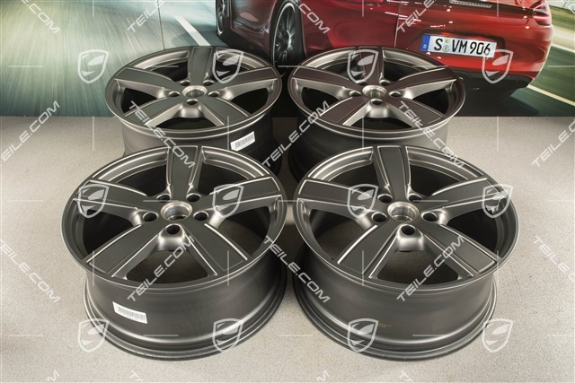20" Felgensatz Cayenne Sport Classic Komfort, 9J x 20 ET50 + 10,5J x 20 ET55,  Platinum Seidenmatt