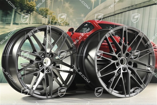 22" komplet felg Macan RS Spyder Design, 9J x 22 ET29 + 11J x 22 ET47, vesuvio grey