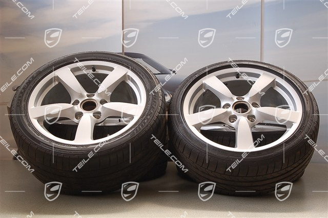 18" Cayman S Sommerräder Satz, Felgen 8J x 18 ET57 + 9J x 18 ET43 + Reifen 235/40 ZR18 + 265/40 ZR18
