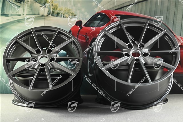 20"+21" Felgensatz Carrera S, Felgen 8,5J x 20 ET53 + 11J x 21 ET66, platinum-seidenmatt