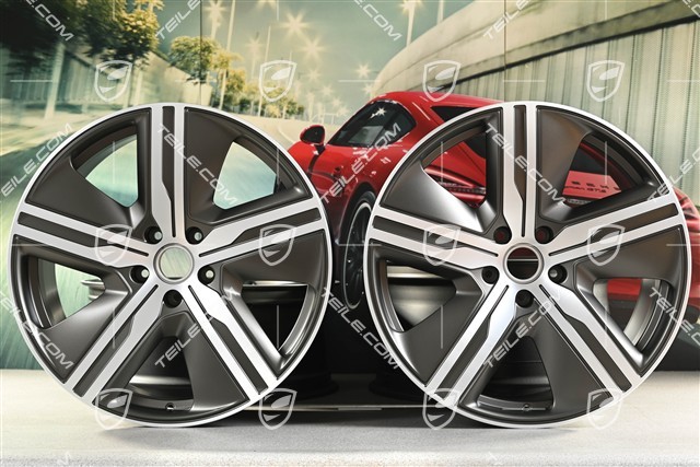 22-inch Macan Exclusive Design wheel rim set, 9J x 22 ET29 + 11J x 22 ET47, Turbonit