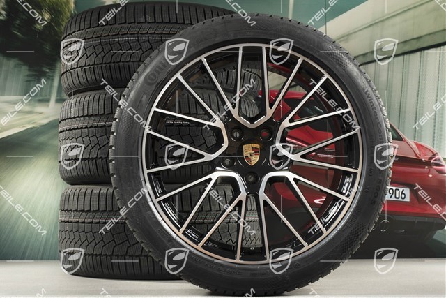21-inch Cayenne COUPÉ RS Spyder winter wheel set, rims 9,5J x 21 ET46 + 11,0J x 21 ET49 + Continental winter tyres 275/40 R21 + 305/35 R21, with TPMS, black high gloss