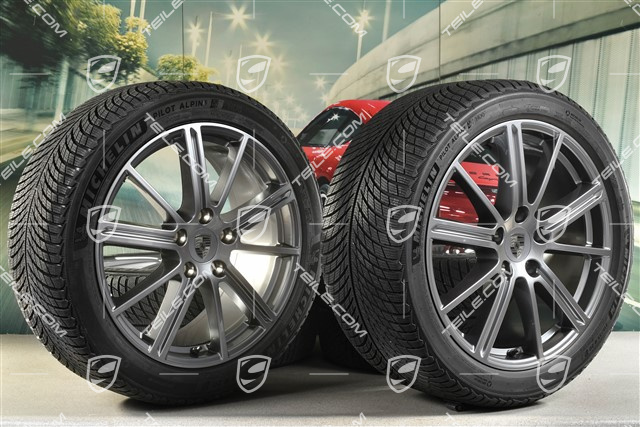 20" Panamera Turbo Koła zimowe, komplet, felgi 9,5J x 20 ET71 + 10,5J x 20 ET71 + NOWE opony zimowe Michelin Pilot Alpin 5 275/40 R20 + 315/35 R20, Adamantium