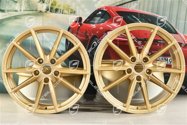 20+21" Felgensatz Carrera S, Felgen: vorne 8,5J x 20 ET53 + hinten 11,5J x 21 ET67, aurum-seidenmatt