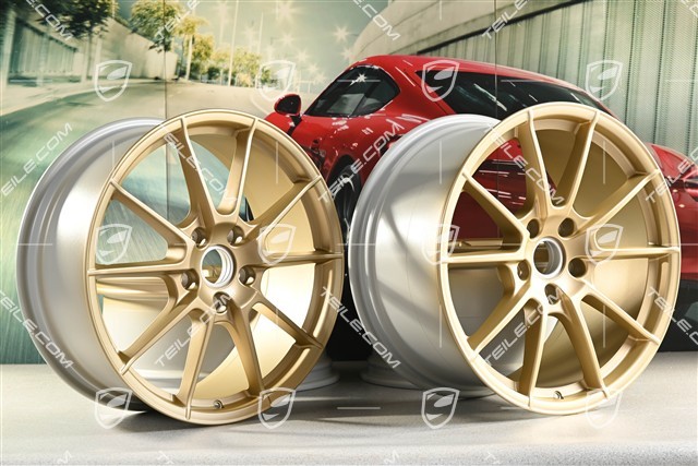 20" "Spyder" / "718 Sport" Felgen Satz, Felgen 8,5J x 20 ET57 + 10,5J x 20 ET47, Aurum Seidenmatt