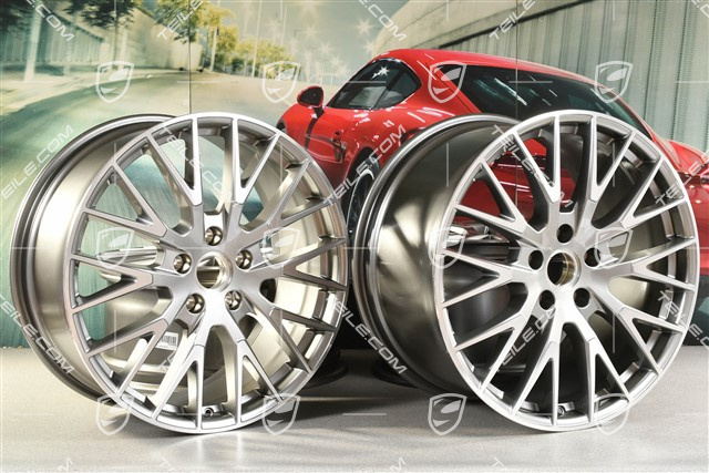 21" Felgensatz Panamera Exclusive Design, 9,5J x 21 ET71 + 11,5J x 21 ET69, Platinsilber-Metallic
