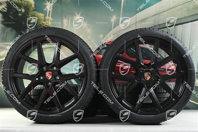 21-inch Panamera SportDesign Winter wheel set, wheel rims 9,5J x 21 ET71 + 10,5J x 21 ET71 + NEW Continental winter tyres 275/35 R21 + 315/30 R21, black satin matt