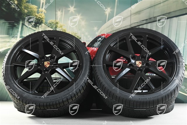21-inch Panamera SportDesign Winter wheel set, wheel rims 9,5J x 21 ET71 + 10,5J x 21 ET71 + Continental winter tyres 275/35 R21 + 315/30 R21, black satin matt