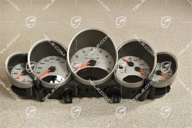 Instrument cluster / Speedometer, PDK transmission, Silver / Volcano grey Dials, Turbo S