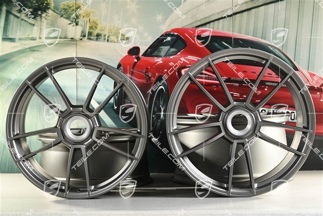 20+21-inch wheel rim set Turbo S, rims: front 8,5J x 20 ET40 + rear 11J x 21 ET66, Platinum satin matt