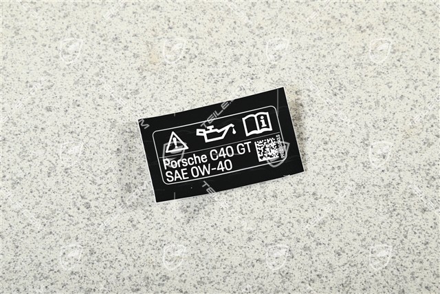 GT3, Notice sticker for recommended engine oil
