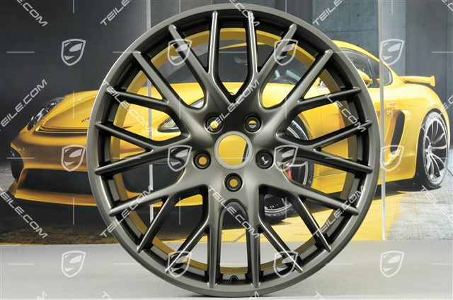 21" Komplet felg Panamera Sport Design, 9,5J x 21 ET71 + 11,5J x 21 ET69, Platinum satynowy mat