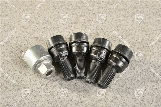 Anti-theft wheel bolt set (4 pcs.), incl. adapter, Black