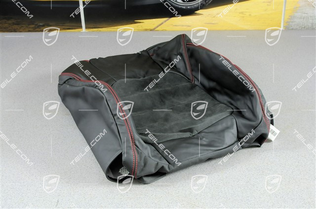 Lehnenbezug, Leder / Alcantara, Schwarz / Karminrot, GTS, L
