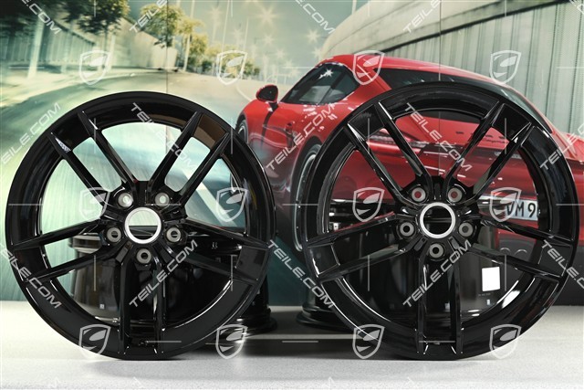 20"+21" Carrera Exclusive Design wheel rim set, rims 8.5J x 20 ET50 + 11.5J x 21 ET79, black high gloss
