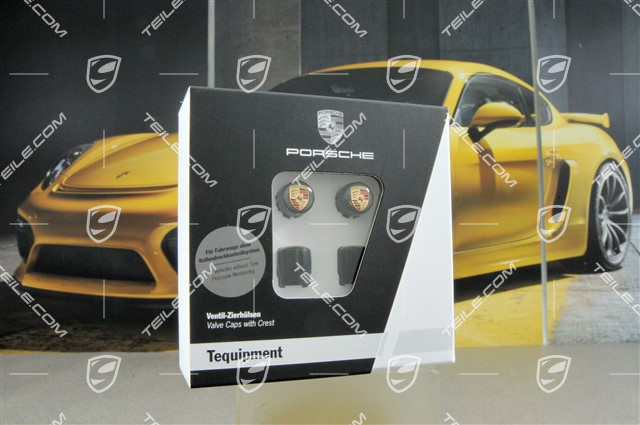 Ventilkappe, Schwarz, Wappen farbig, Satz für Fahrzeuge ohne RDK-Sensoren