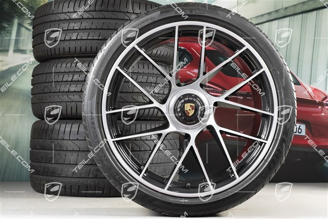 20-inch wheel set Turbo Sport III, central lock, rims 9J x 20 ET51 + 11,5J x 20 ET56 + NEW Pirelli summer tyres 245/35 ZR20 + 305/30 ZR20, black