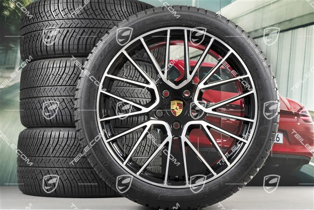 21-inch Cayenne RS Spyder winter wheel set, rims 9,5J x 21 ET46 + 11,0J x 21 ET58 + NEW Michelin winter tyres 275/40 R21 + 305/35 R21, with TPMS, black high gloss