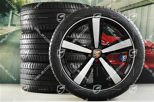21" Exclusive Design Sport summer wheel set, wheel rims 9,5J x 21 ET27 + 10J x 21 ET19 + Michelin summer tyres 265/40 R21 + 295/35 R21, black high gloss, with TPM