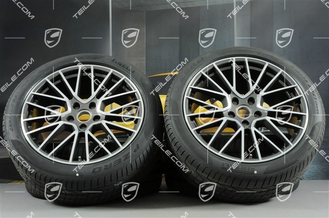 21-inch Cayenne RS Spyder summer wheel set, rims 9,5J x 21 ET46 + NEW 11,0J x 21 ET49 + Pirelli P Zero summer tyres 285/40 R21 + 315/35 R21
