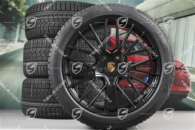 21-inch Cayenne COUPÉ RS Spyder winter wheel set, rims 9,5J x 21 ET46 + 11,0J x 21 ET49 + NEW Continental winter tyres275/40 R21 + 305/35 R21, with TPMS, black satin matt