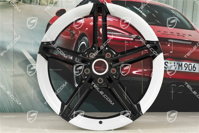 21" Felge Mission E Design, 11,5J x 21 ET66, schwarz hochglanz/Carraraweiss metallic